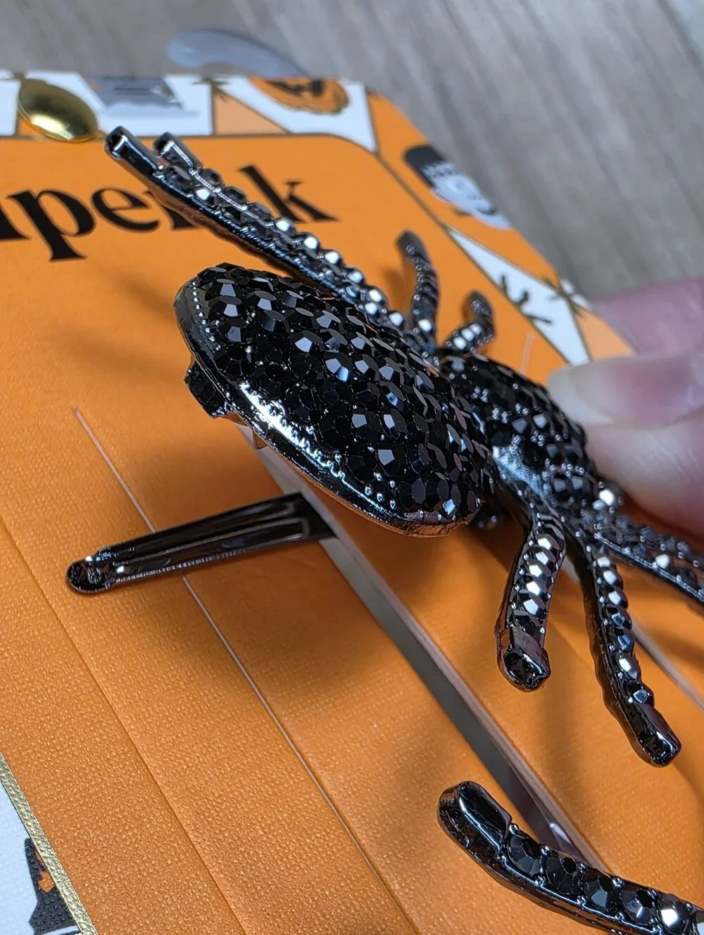 🔺️NWT Black Gothic Rhinestone Spider Hair Clips Set of 2